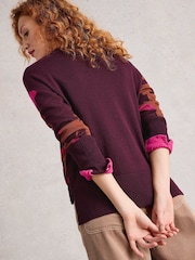 White Stuff Purple Olive Colourblock Jumper - Image 2 of 6