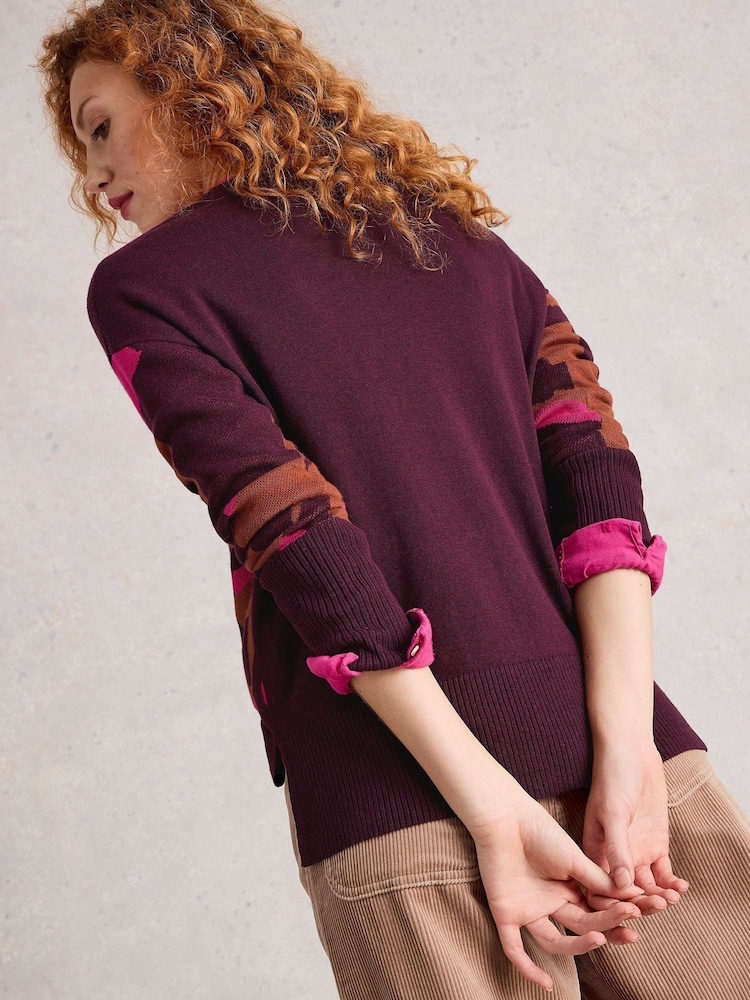 White Stuff Purple Olive Colourblock Jumper - Image 2 of 6 White Stuff Purple Olive Colourblock Jumper - Image 2 of 6