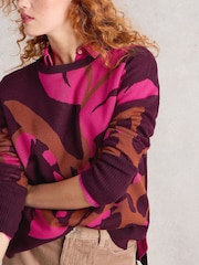 White Stuff Purple Olive Colourblock Jumper - Image 4 of 6