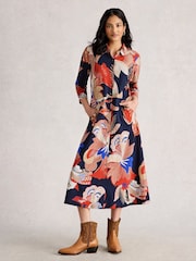 White Stuff Red Rua Jersey Shirt Dress - Image 1 of 6