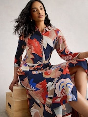 White Stuff Red Rua Jersey Shirt Dress - Image 3 of 6