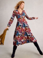 White Stuff Red Megan Jersey Dress - Image 2 of 6