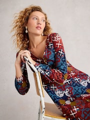 White Stuff Red Megan Jersey Dress - Image 3 of 6