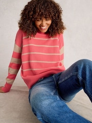 White Stuff Red Stripe Crew Cashmere Jumper - Image 1 of 6