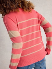 White Stuff Red Stripe Crew Cashmere Jumper - Image 2 of 6