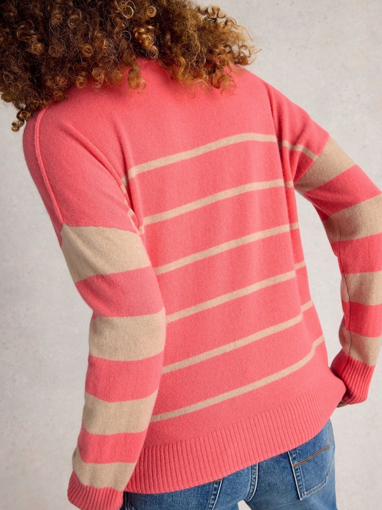 White Stuff Red Stripe Crew Cashmere Jumper - Image 2 of 6