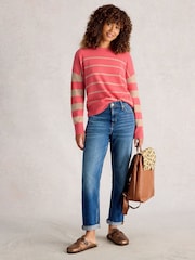 White Stuff Red Stripe Crew Cashmere Jumper - Image 3 of 6