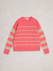 White Stuff Red Stripe Crew Cashmere Jumper - Image 5 of 6