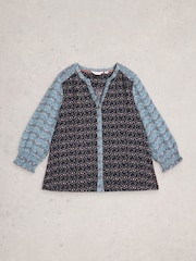 White Stuff Blue May Mixed Print Top - Image 5 of 6