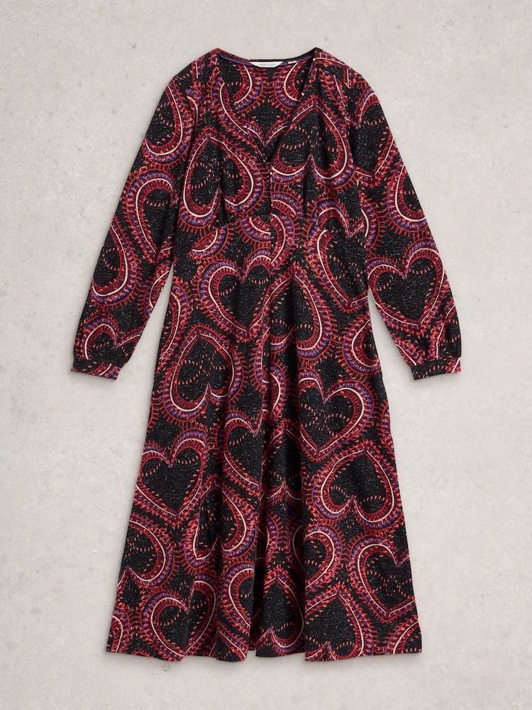 Womens White Stuff Black/Red Megan Jersey Dress US 2