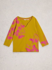 White Stuff Yellow Nelly 3/4 Sleeve T-Shirt - Image 5 of 6