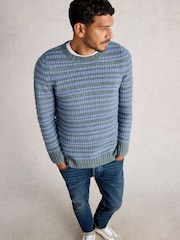 White Stuff Blue Stripe Crew Neck Jumper - Image 1 of 6