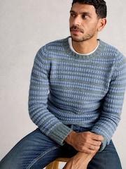 White Stuff Blue Stripe Crew Neck Jumper - Image 4 of 6