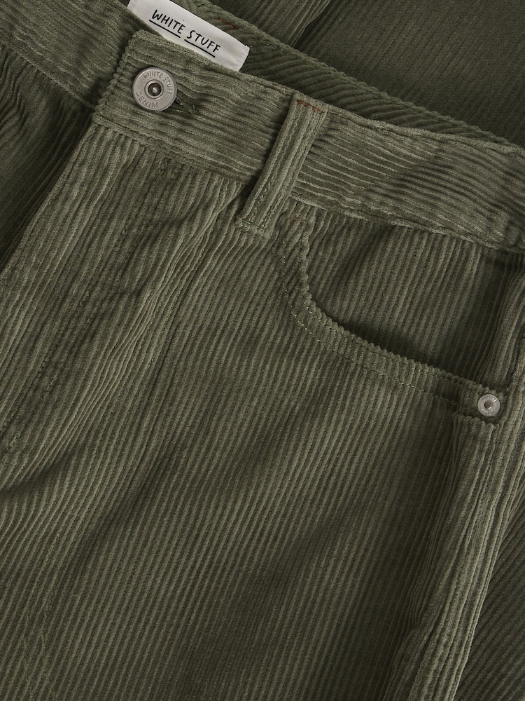 White Stuff Green Tia Cord Wide Leg Crop Trousers - Image 6 of 6