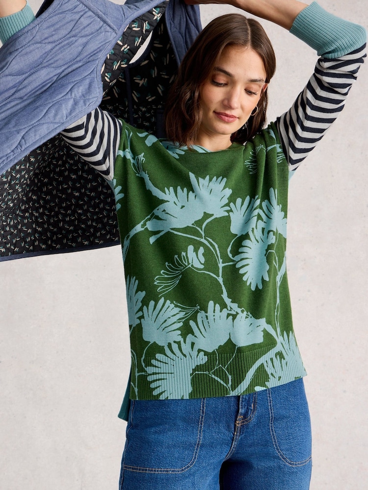 White Stuff Green Print Jumper - Image 1 of 6 White Stuff Green Print Jumper - Image 1 of 6