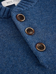 White Stuff Blue Milton Lambswool Henley Jumper - Image 5 of 6