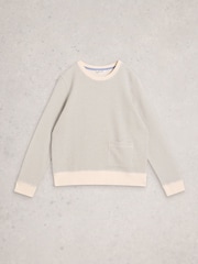 White Stuff White Stripe Crew Neck Sweat Top - Image 1 of 2