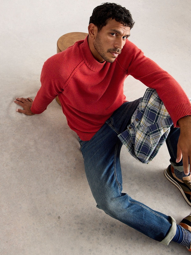 White Stuff Orange Milton Lambswool Mock Neck Jumper - Image 1 of 6