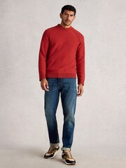 White Stuff Orange Milton Lambswool Mock Neck Jumper - Image 3 of 6