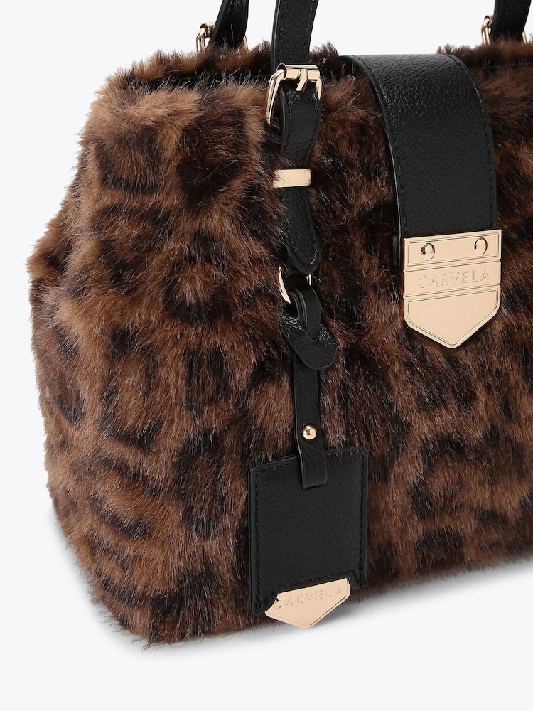 Carvela Black Maria Mini Faux Fur Bag - Image 4 of 4