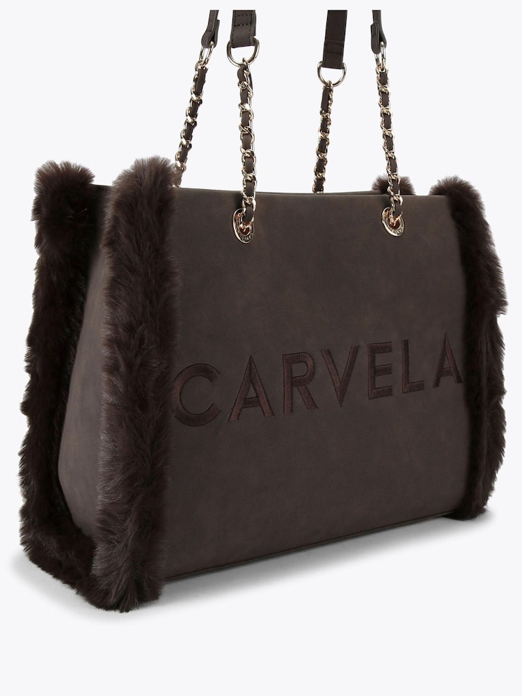Carvela Frame Fur Brown Tote Bag - Image 2 of 4