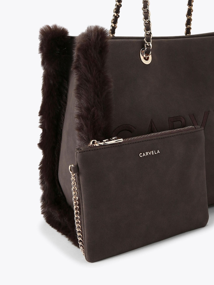 Carvela Frame Fur Brown Tote Bag - Image 4 of 4