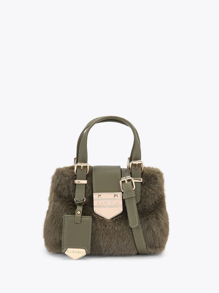 Carvela Green Maria Micro Fur Bag - Image 1 of 4