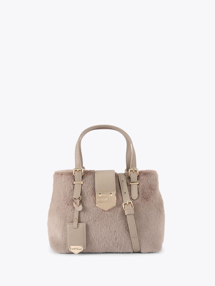 Carvela Maria Mini Fur Nude Bag - Image 1 of 4