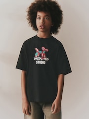 Black Graffiti Balloon Short Sleeve Graphic T-Shirt (3-16yrs) - Image 1 of 3