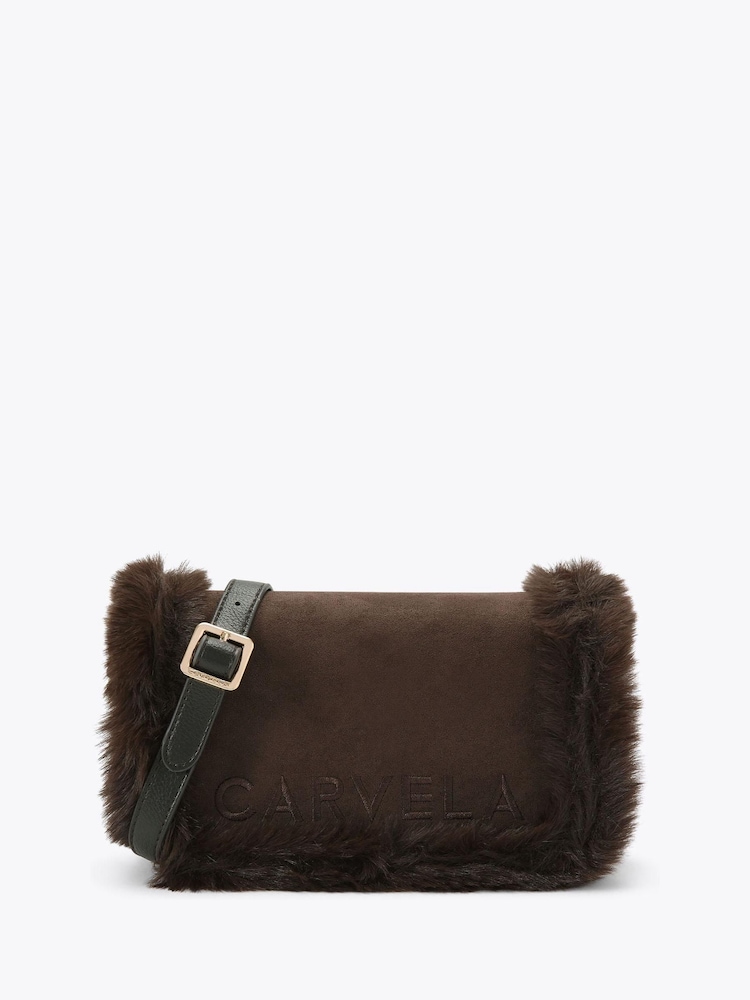 Carvela Frame Fur Shoulder Brown Bag - Image 1 of 4