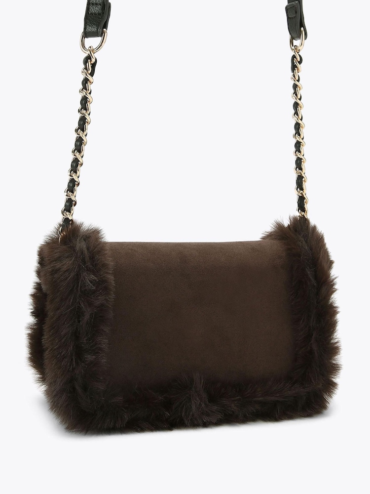 Carvela Frame Fur Shoulder Brown Bag - Image 2 of 4
