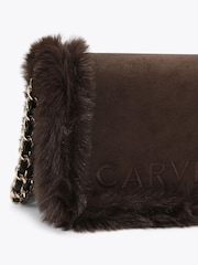 Carvela Frame Fur Shoulder Brown Bag - Image 4 of 4