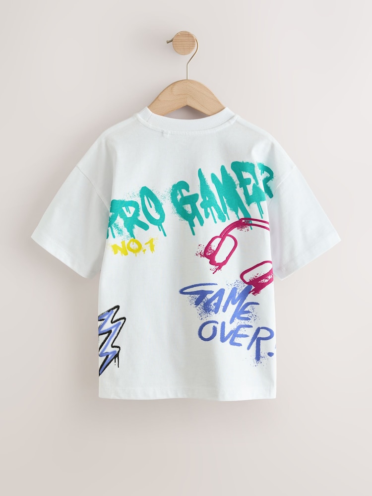 Alb Controller - Mânecă scurtă Graphic Tricou (3-16yrs) - Imaginea 2 din 4