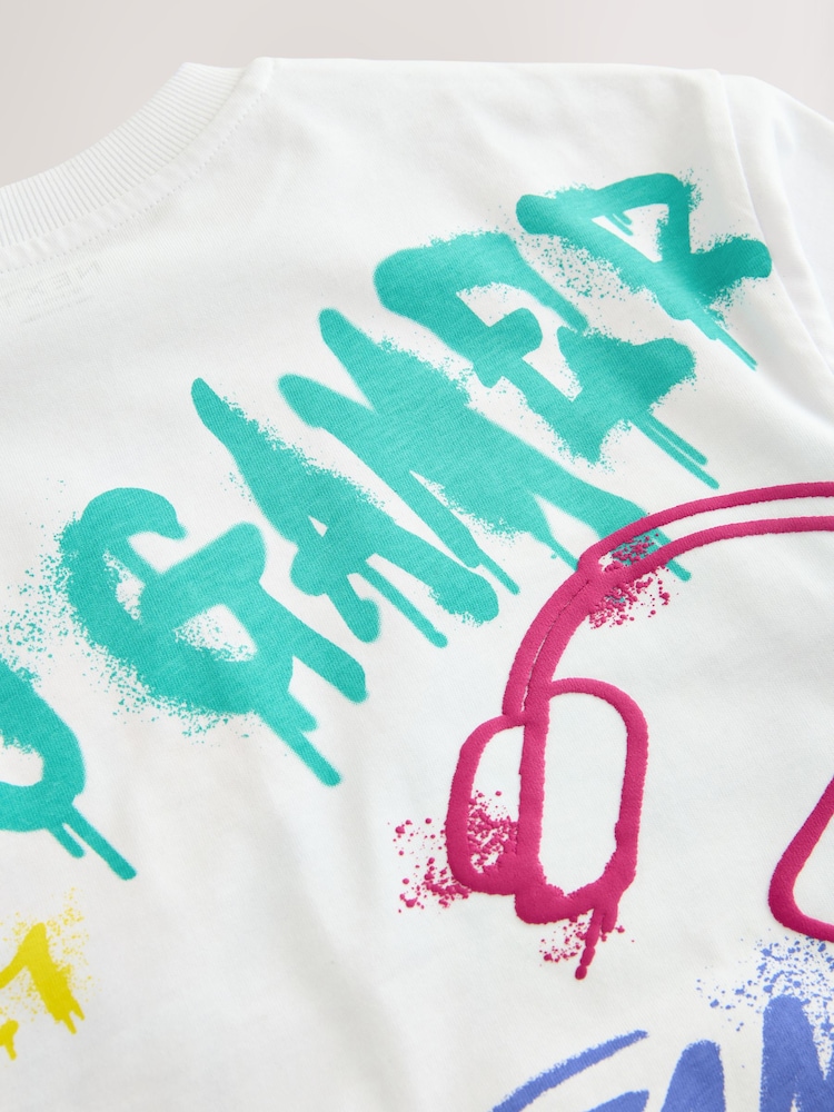 Alb Controller - Mânecă scurtă Graphic Tricou (3-16yrs) - Imaginea 4 din 4