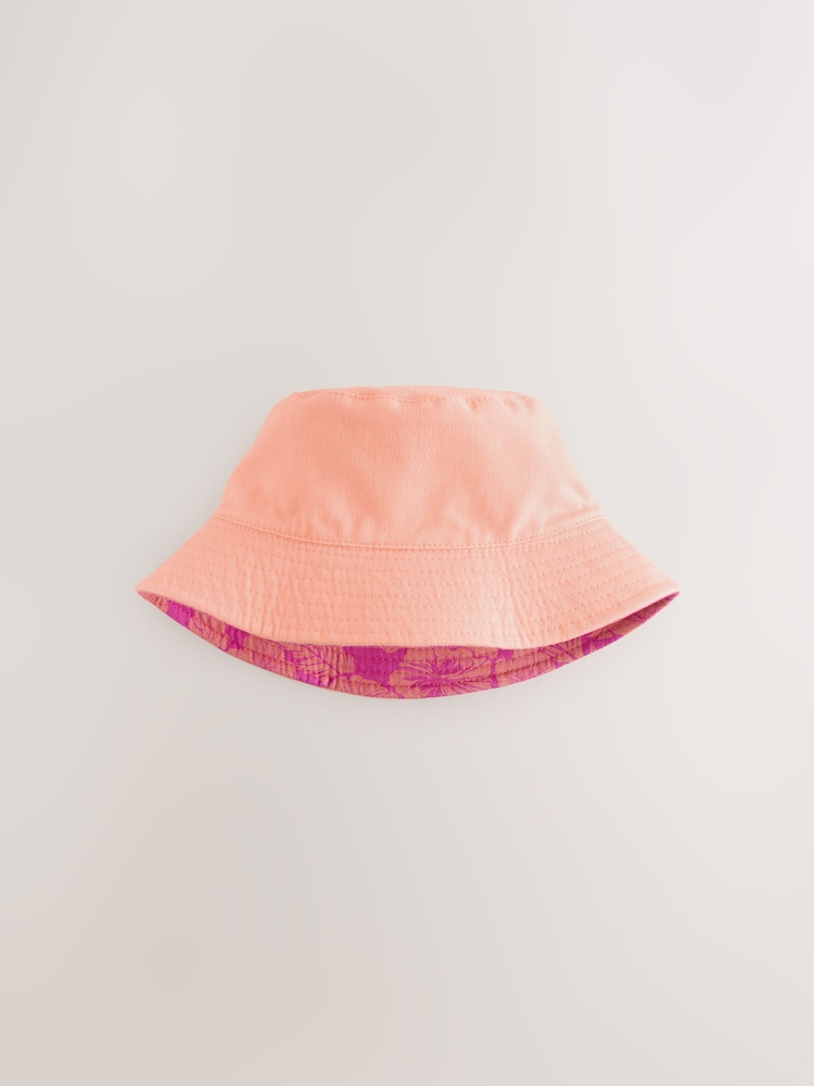 Pink/Purple Hibiscus Printed Bucket Hat (3mths-16yrs) - Image 2 of 4