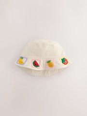 Cream/ Fruit Embroidered Bucket Hat (3-10yrs) - Image 1 of 3