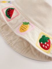 Cream/ Fruit Embroidered Bucket Hat (3-10yrs) - Image 2 of 3