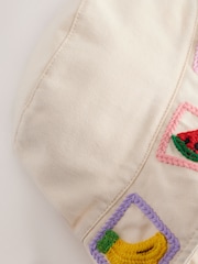 Cream/ Fruit Embroidered Bucket Hat (3-10yrs) - Image 3 of 3