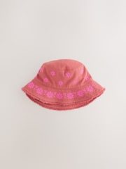 Chocolate Pink Laser Cut Embroidery Bucket Hat (3mths-16yrs) - Image 1 of 3