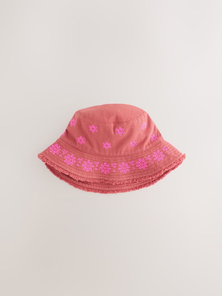 Chocolate Pink Laser Cut Embroidery Bucket Hat (3mths-16yrs) - Image 1 of 3