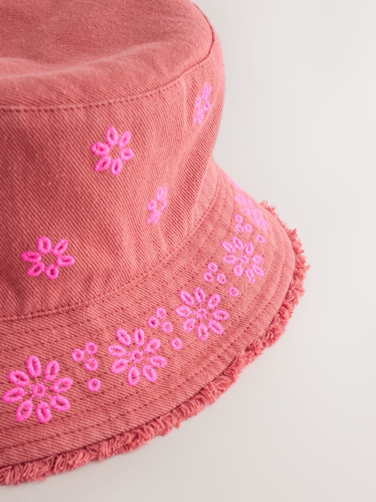 Chocolate Pink Laser Cut Embroidery Bucket Hat (3mths-16yrs) - Image 3 of 3