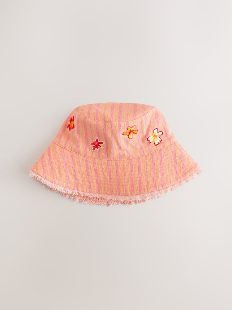Coral Pink Hibiscus Bucket Hat (3mths-16yrs) - Image 1 of 3 Coral Pink Hibiscus Bucket Hat (3mths-16yrs) - Image 1 of 3