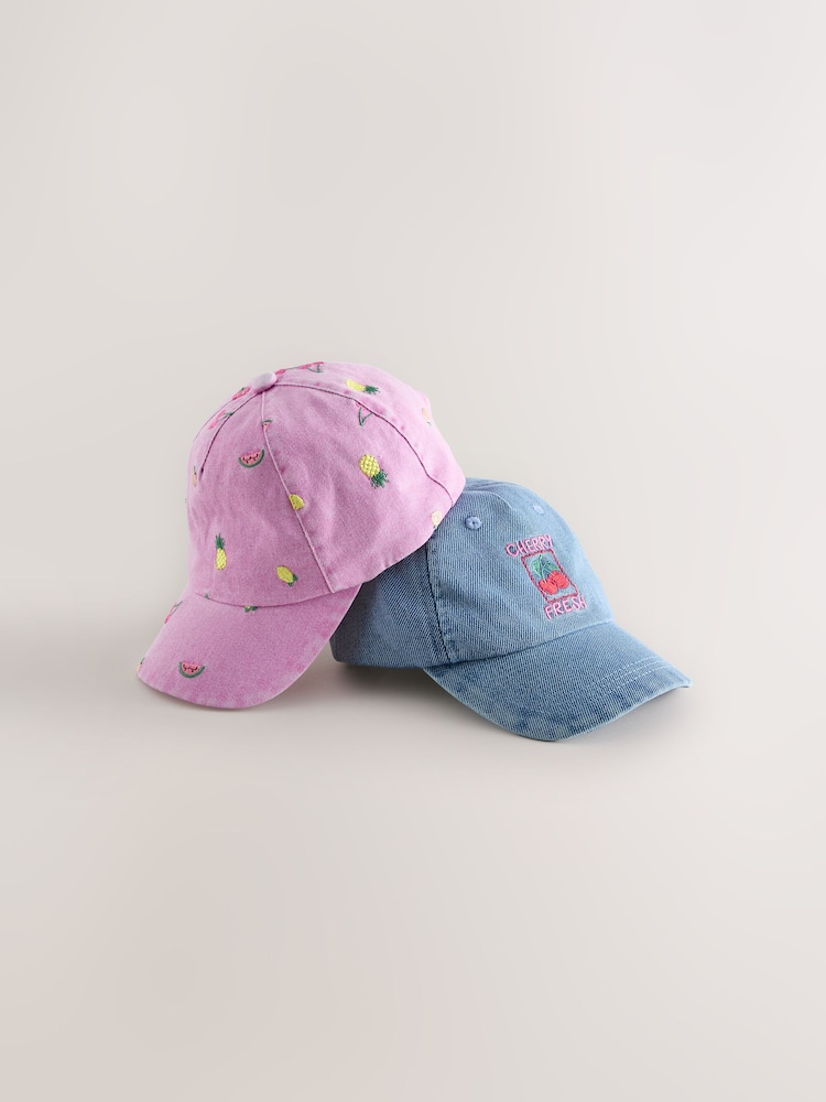 Pink Fruit/Blue Cherry Caps 2 Pack (1-13yrs) - Image 1 of 4