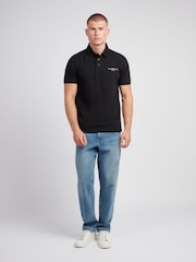 Jack Wills Black Chest Union Flag Pique Polo Shirt - Image 2 of 3