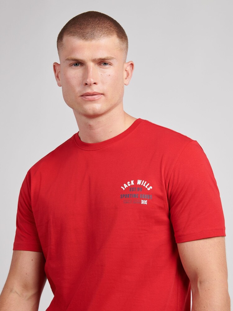 Jack Wills Red Chest Arch Logo T-Shirt - Image 3 of 3