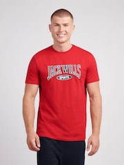 Jack Wills Red Sports Team Graphic T-Shirt - Image 1 of 3