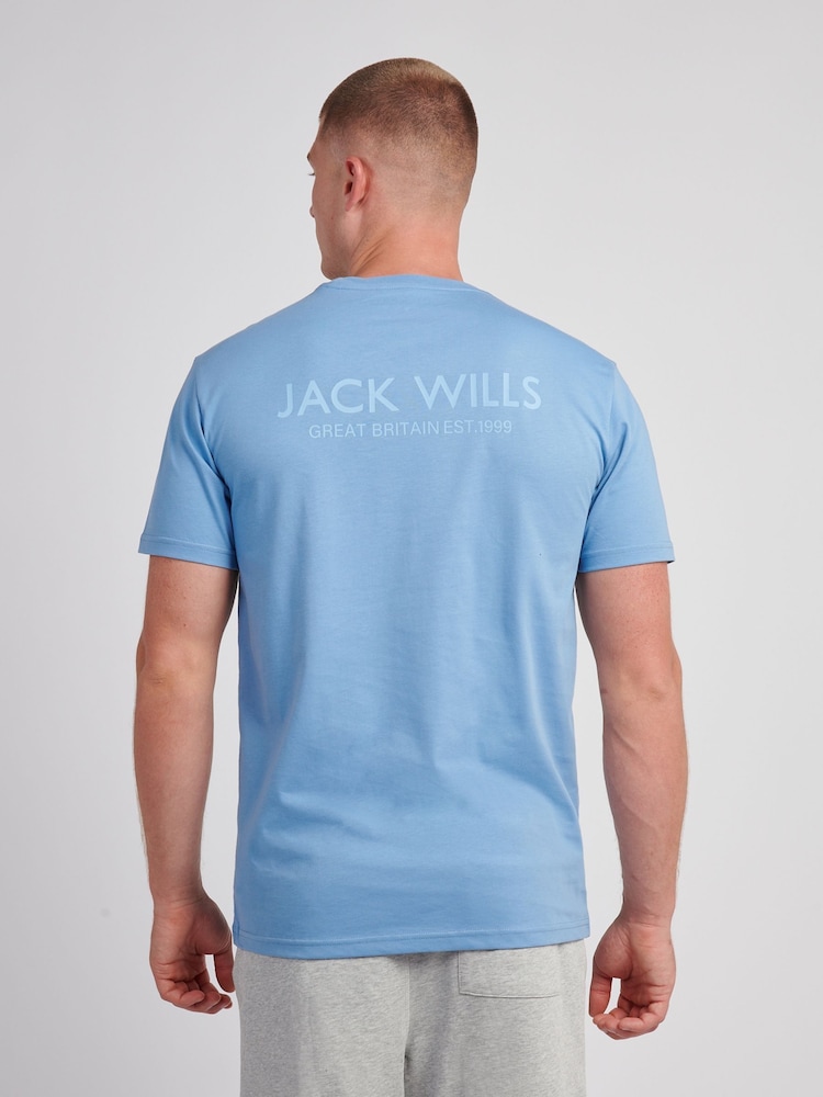 Jack Wills Blue Back Graphic T-Shirt - Image 2 of 4 Jack Wills Blue Back Graphic T-Shirt - Image 2 of 4