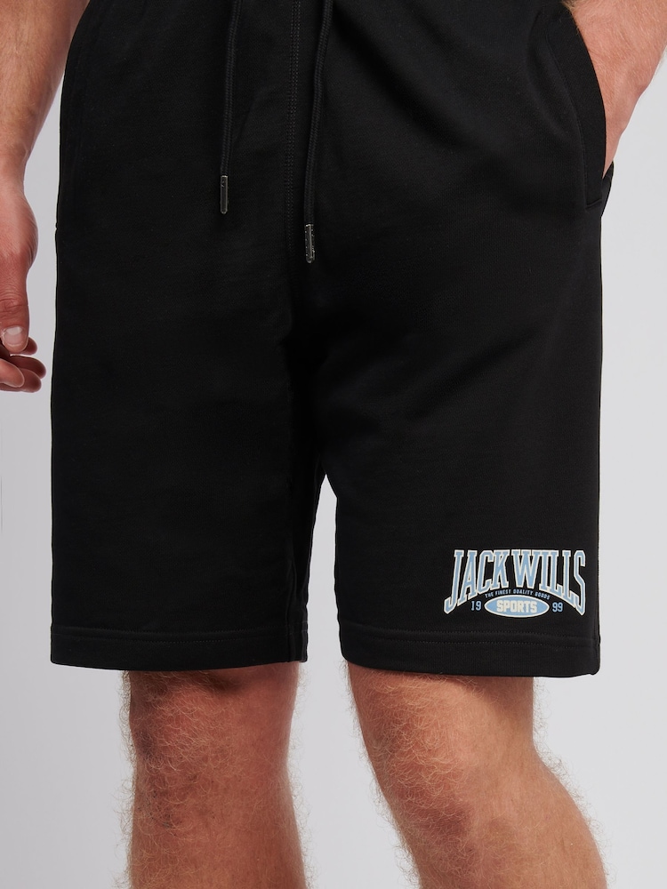 Jack Wills Black Sports Team Loopback Shorts - Image 4 of 4