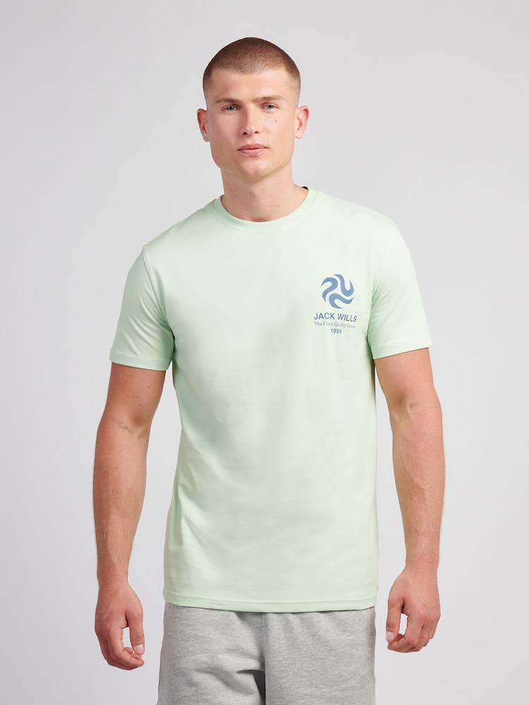 Jack Wills Green Swirl Graphic T-Shirt - Image 1 of 4
