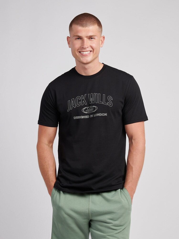 Jack Wills Black Dystopia Stitch Graphic T-Shirt - Image 1 of 3 Jack Wills Black Dystopia Stitch Graphic T-Shirt - Image 1 of 3